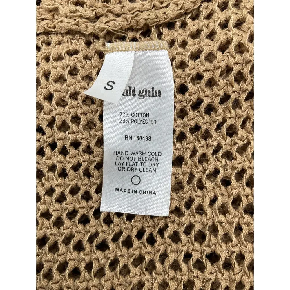 Cult Gaia Sheer Sand Open Back Crochet Dress Size S - Picture 4 of 6